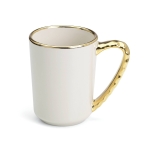 Truro Gold Mug 4.5”
White with gold edge
Dishwasher safe, but hand washing will prolong the finish. Not microwave safe.

